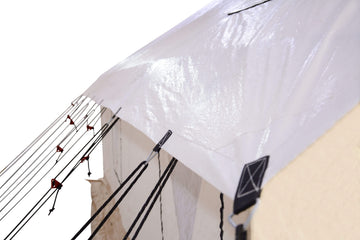 Fly sheet alpha wall tent closeup shot